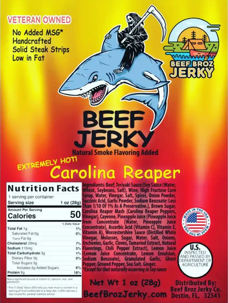 Carolina Reaper Flavor 1oz. (Hot) - beefbrozjerky